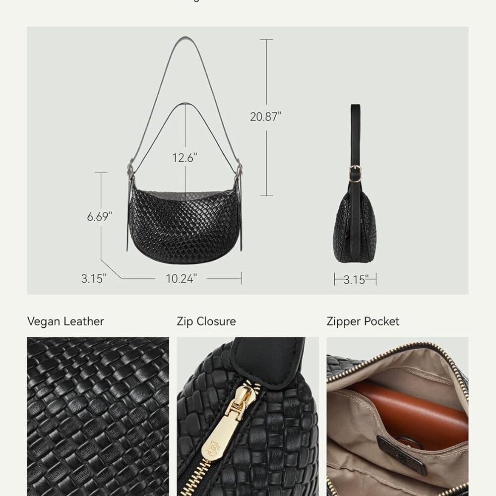 Purses for Women Small Crossbody Bags Crescent Shoulder Bag Hobo Handbag with Ad - Picture 6 of 7
